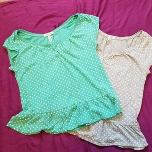 Aeropostale Polka Dot Peplum Tops M Set of 2